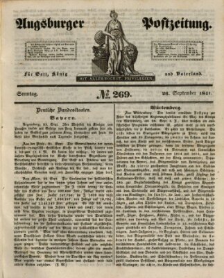 Augsburger Postzeitung Sonntag 26. September 1841