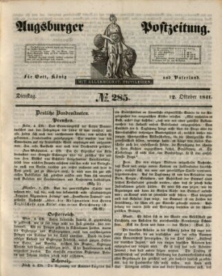 Augsburger Postzeitung Dienstag 12. Oktober 1841