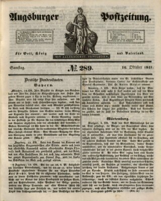 Augsburger Postzeitung Samstag 16. Oktober 1841