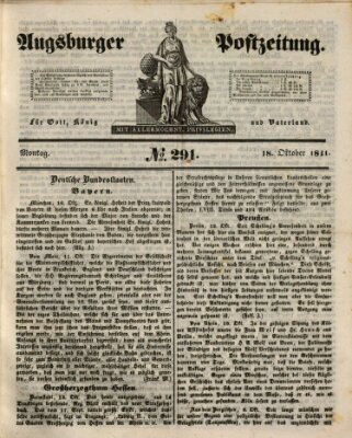 Augsburger Postzeitung Montag 18. Oktober 1841