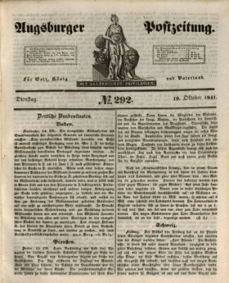 Augsburger Postzeitung Dienstag 19. Oktober 1841