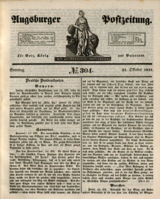 Augsburger Postzeitung Sonntag 31. Oktober 1841