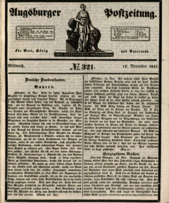 Augsburger Postzeitung Mittwoch 17. November 1841