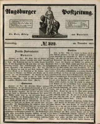 Augsburger Postzeitung Donnerstag 18. November 1841