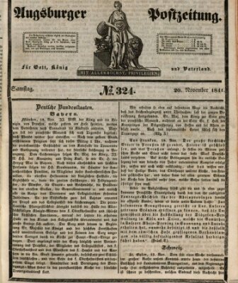 Augsburger Postzeitung Samstag 20. November 1841