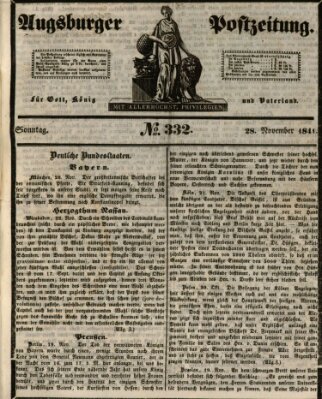 Augsburger Postzeitung Sonntag 28. November 1841