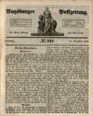 Augsburger Postzeitung Dienstag 30. November 1841