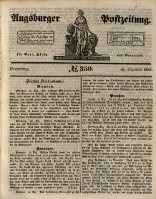 Augsburger Postzeitung Donnerstag 16. Dezember 1841