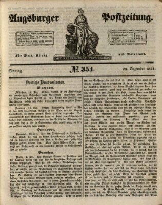 Augsburger Postzeitung Montag 20. Dezember 1841