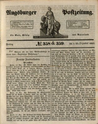 Augsburger Postzeitung Samstag 25. Dezember 1841