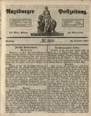 Augsburger Postzeitung Sonntag 26. Dezember 1841