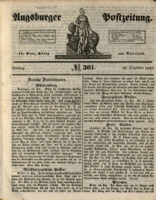 Augsburger Postzeitung Montag 27. Dezember 1841