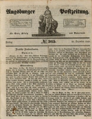 Augsburger Postzeitung Freitag 31. Dezember 1841