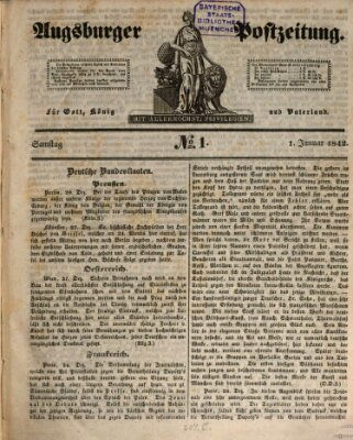 Augsburger Postzeitung Saturday 1. January 1842