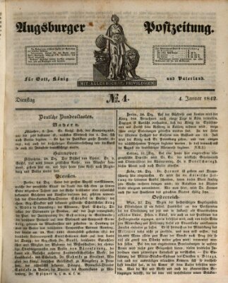 Augsburger Postzeitung Dienstag 4. Januar 1842