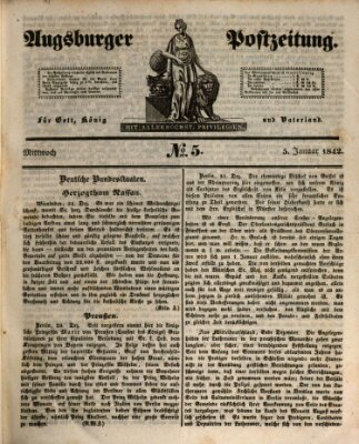 Augsburger Postzeitung Mittwoch 5. Januar 1842