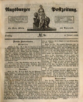 Augsburger Postzeitung Samstag 8. Januar 1842