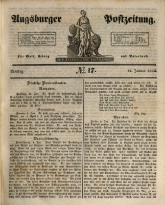 Augsburger Postzeitung Montag 17. Januar 1842