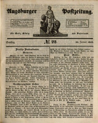 Augsburger Postzeitung Samstag 22. Januar 1842