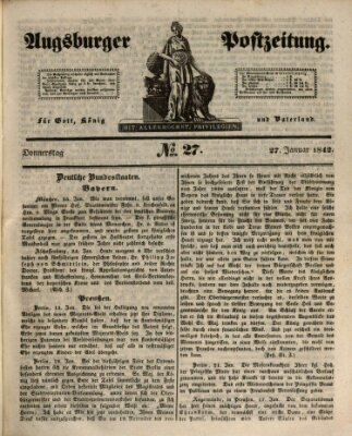 Augsburger Postzeitung Donnerstag 27. Januar 1842