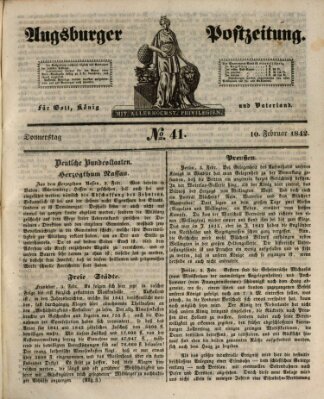 Augsburger Postzeitung Donnerstag 10. Februar 1842