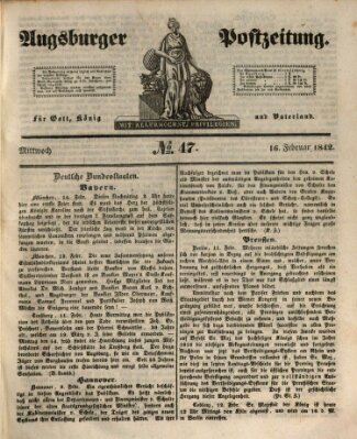 Augsburger Postzeitung Mittwoch 16. Februar 1842