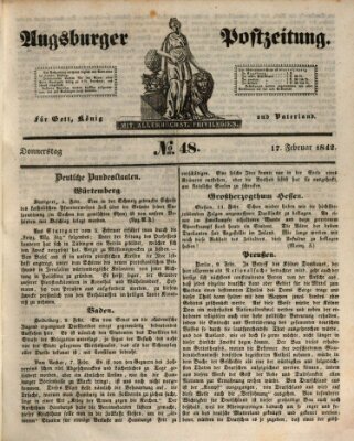 Augsburger Postzeitung Donnerstag 17. Februar 1842