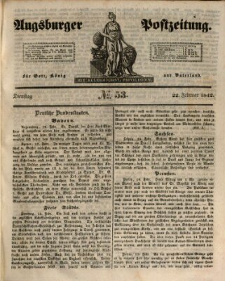 Augsburger Postzeitung Dienstag 22. Februar 1842