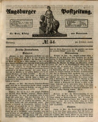 Augsburger Postzeitung Mittwoch 23. Februar 1842