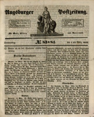 Augsburger Postzeitung Donnerstag 24. März 1842