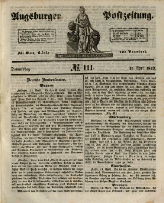 Augsburger Postzeitung Donnerstag 21. April 1842