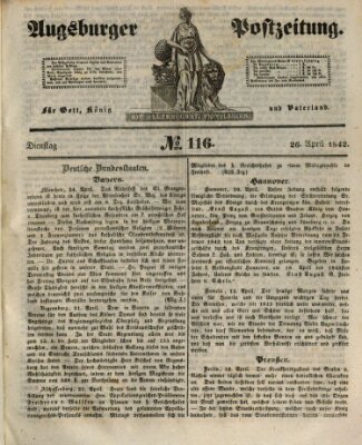 Augsburger Postzeitung Dienstag 26. April 1842