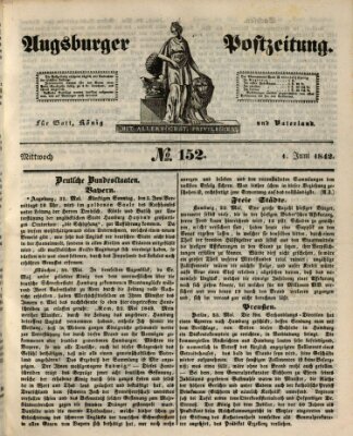 Augsburger Postzeitung Mittwoch 1. Juni 1842