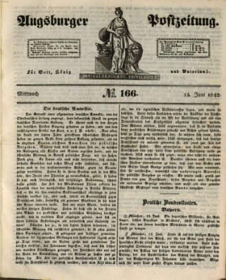 Augsburger Postzeitung Mittwoch 15. Juni 1842