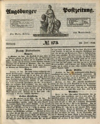 Augsburger Postzeitung Mittwoch 22. Juni 1842