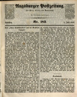 Augsburger Postzeitung Samstag 2. Juli 1842