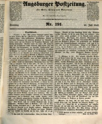 Augsburger Postzeitung Sonntag 10. Juli 1842