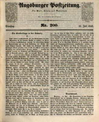 Augsburger Postzeitung Dienstag 19. Juli 1842