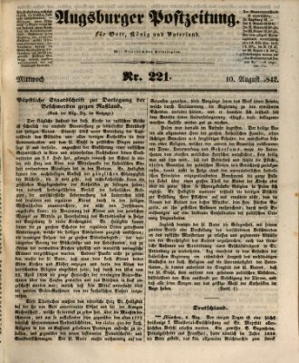 Augsburger Postzeitung Mittwoch 10. August 1842