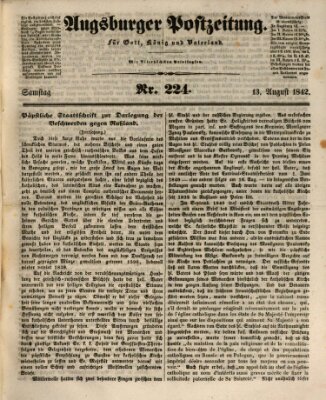 Augsburger Postzeitung Samstag 13. August 1842