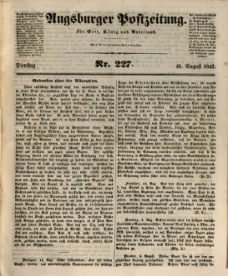 Augsburger Postzeitung Dienstag 16. August 1842