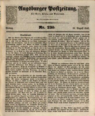 Augsburger Postzeitung Freitag 19. August 1842