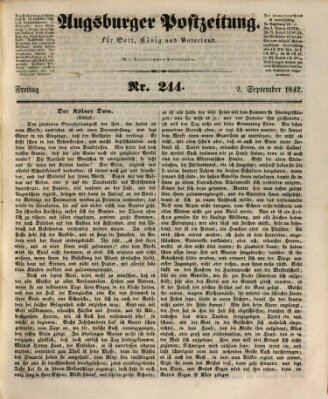 Augsburger Postzeitung Freitag 2. September 1842