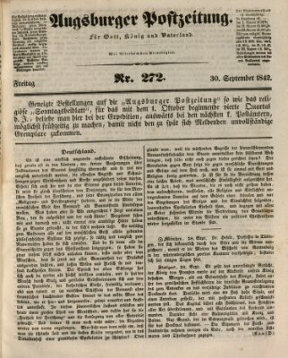 Augsburger Postzeitung Freitag 30. September 1842