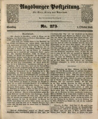 Augsburger Postzeitung Samstag 1. Oktober 1842