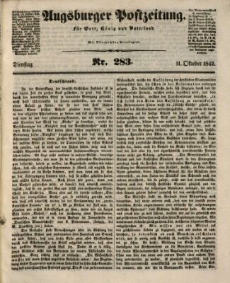 Augsburger Postzeitung Dienstag 11. Oktober 1842