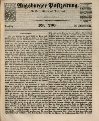 Augsburger Postzeitung Dienstag 18. Oktober 1842