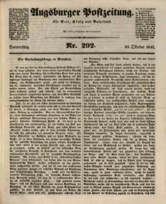 Augsburger Postzeitung Donnerstag 20. Oktober 1842