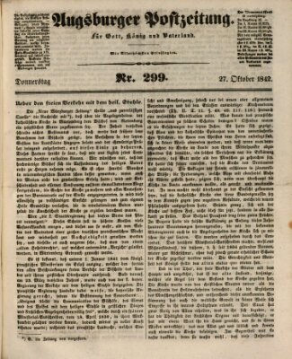 Augsburger Postzeitung Donnerstag 27. Oktober 1842