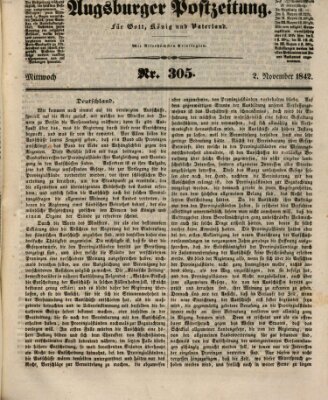 Augsburger Postzeitung Mittwoch 2. November 1842